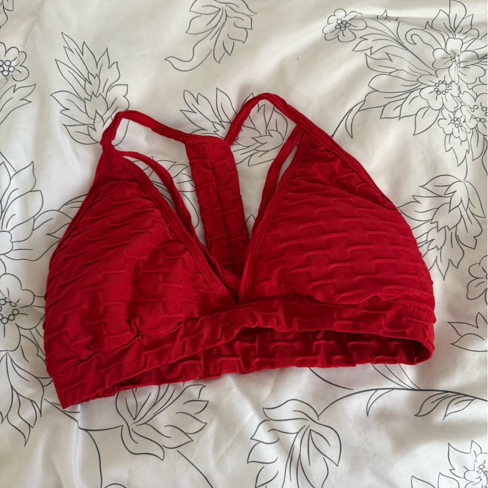 Red Textured Sports Bra
